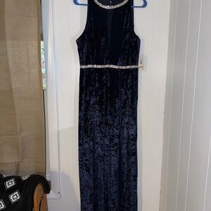 R&M Richards Velvet Maxi Dress in Deep Blue